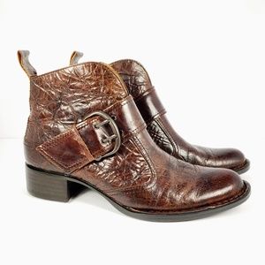 BORN CROWN Women Ankle Booties Brown Leather sz6.5